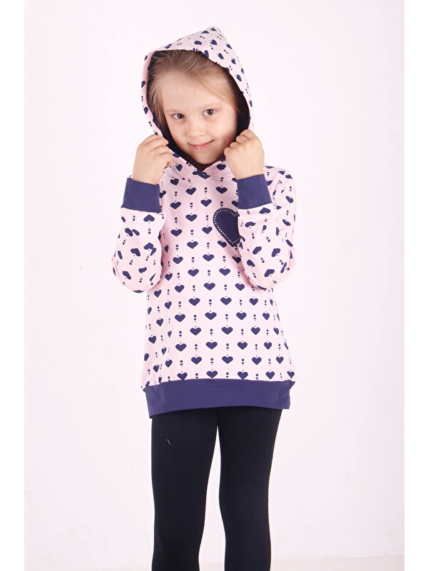 Toontoykids Kız Çocuk Regular Fit Kapüşonlu Baskılı Sweatshirt - 2 İplik