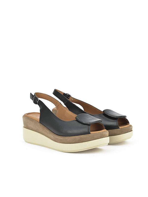 Kadın Hakiki Deri Topuklu Sandalet 151992Z21010S Siyah - Görsel 3