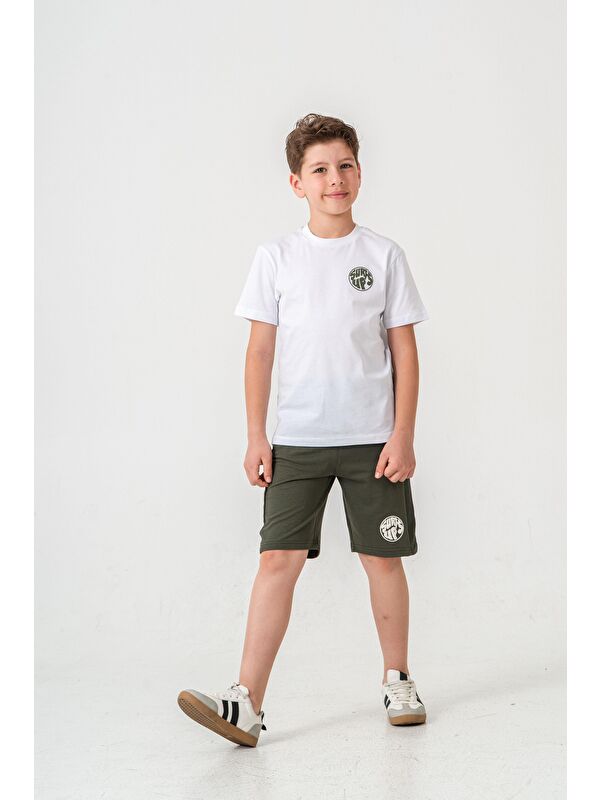 Mışıl Kids Surf Ups Baskılı Bacak Ve Sırt  Baskı Detaylı  Erkek Çocuk Şort - Tişört Takımı