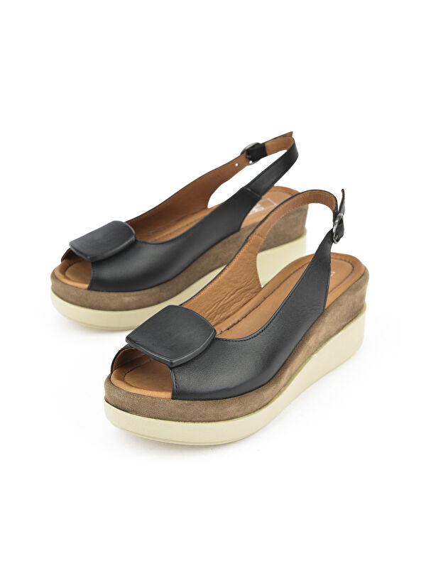 Kadın Hakiki Deri Topuklu Sandalet 151992Z21010S Siyah - Görsel 6