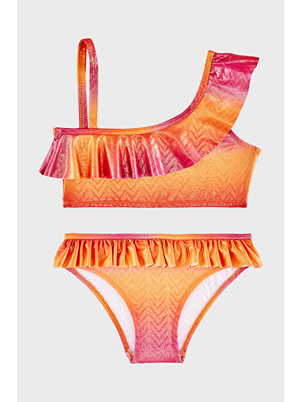 Slipstop Charmiss Junior Tek Omuz Detaylı Hızlı Kuruyan Uv Korumalı Fırfırlı Bikini SB2614000601
