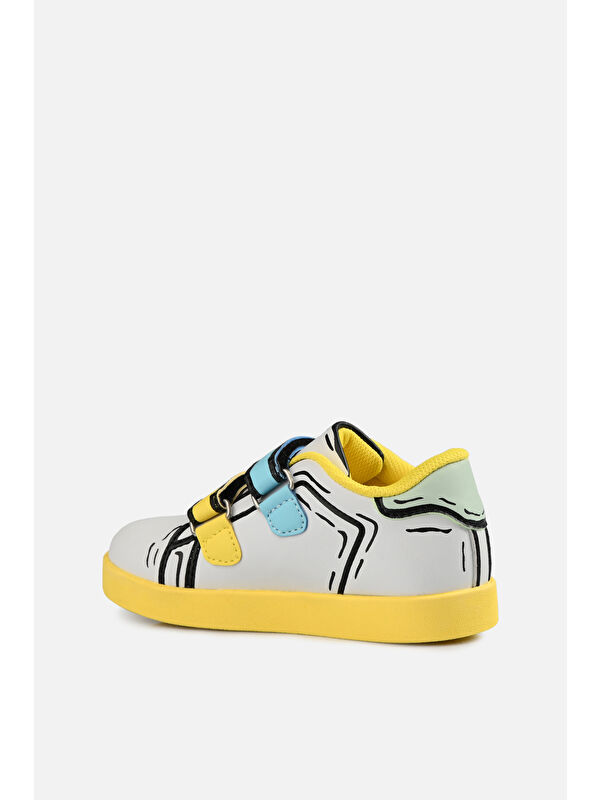 Picasso Işıklı Unisex Bebek Beyaz/Sarı Sneaker - Görsel 4