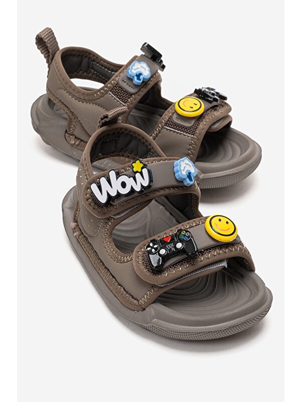 Mnpc Unisex Çocuk Haki Günlük Sandalet