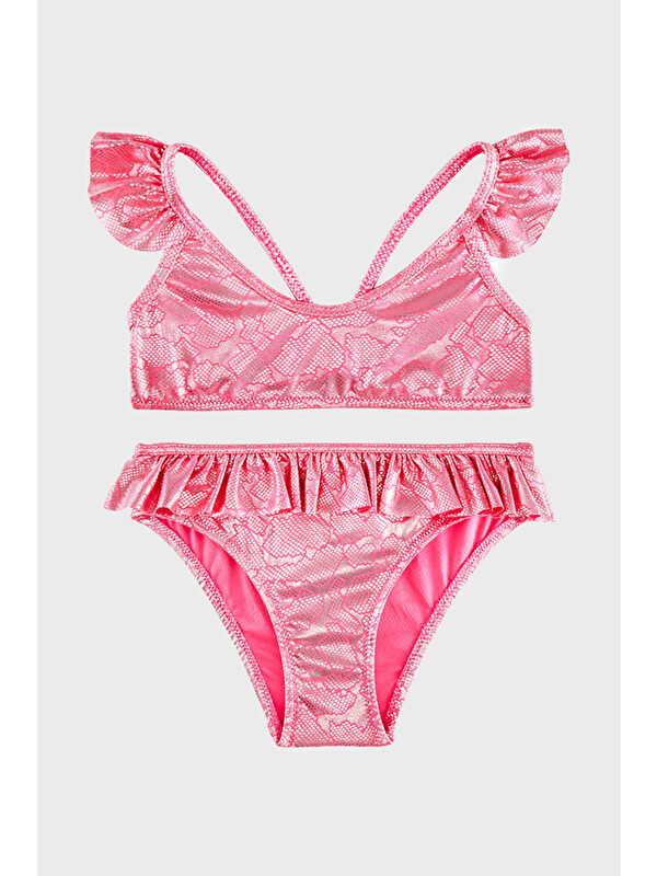 Slipstop Serpina Fuchsia Junior Desenli UPF 50+ Korumalı Çabuk Kuruyan Bikini SB2614000604
