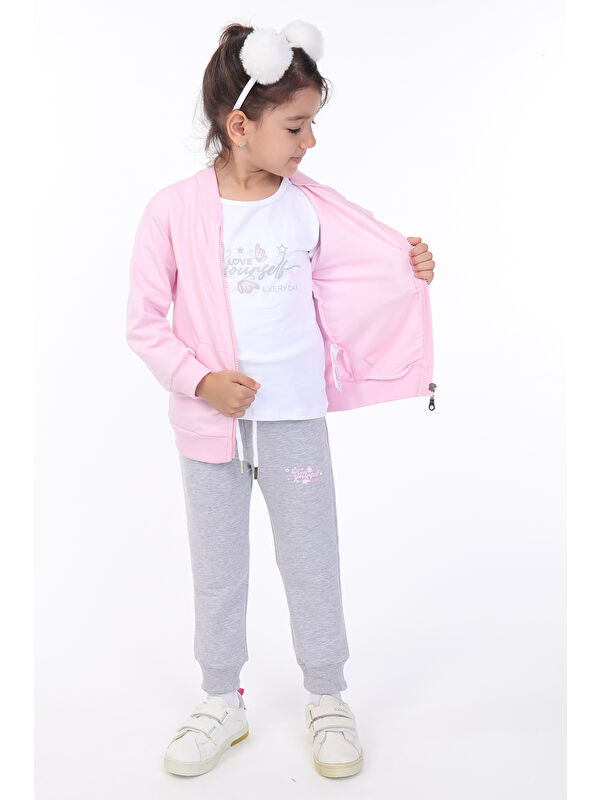 Toontoykids Kız Çocuk 3lü Baskılı Eşofman Takım