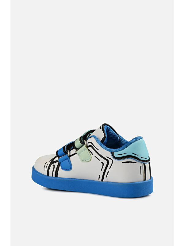 Picasso Işıklı Erkek Bebek Beyaz/Saks Mavi Sneaker - Görsel 4