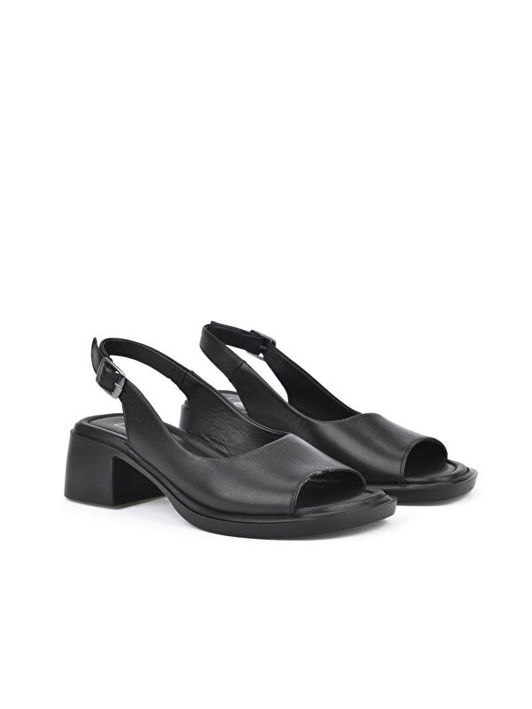 Kadın Hakiki Deri Topuklu Sandalet 151992Z8004 Siyah - Görsel 3