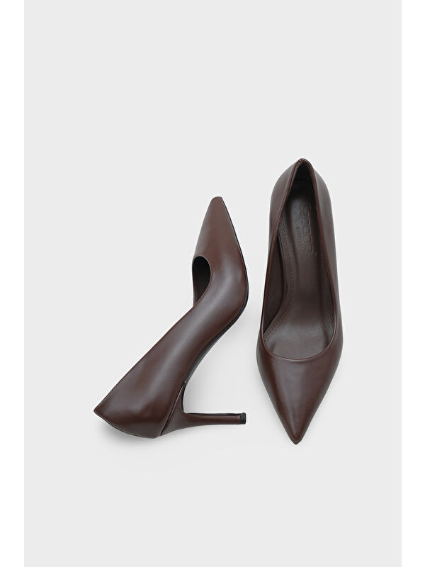 Capone Outfitters Siyah Capone Outfitters Rhonda Orta Topuklu Günlük Astar Hakiki Deri Stiletto