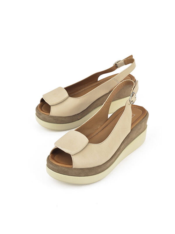 Kadın Hakiki Deri Topuklu Sandalet 151992Z21010S Bej - Görsel 6