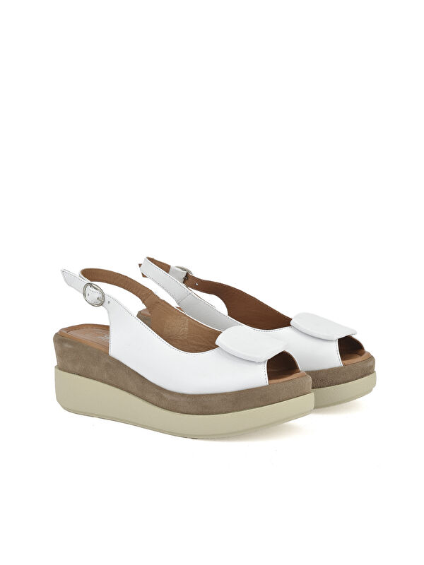 Kadın Hakiki Deri Topuklu Sandalet 151992Z21010S Beyaz - Görsel 3