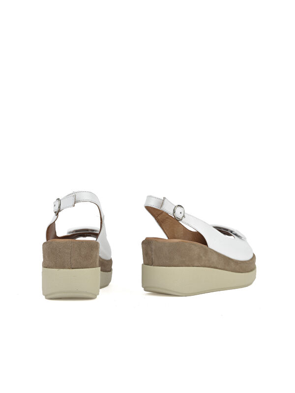 Kadın Hakiki Deri Topuklu Sandalet 151992Z21010S Beyaz - Görsel 4