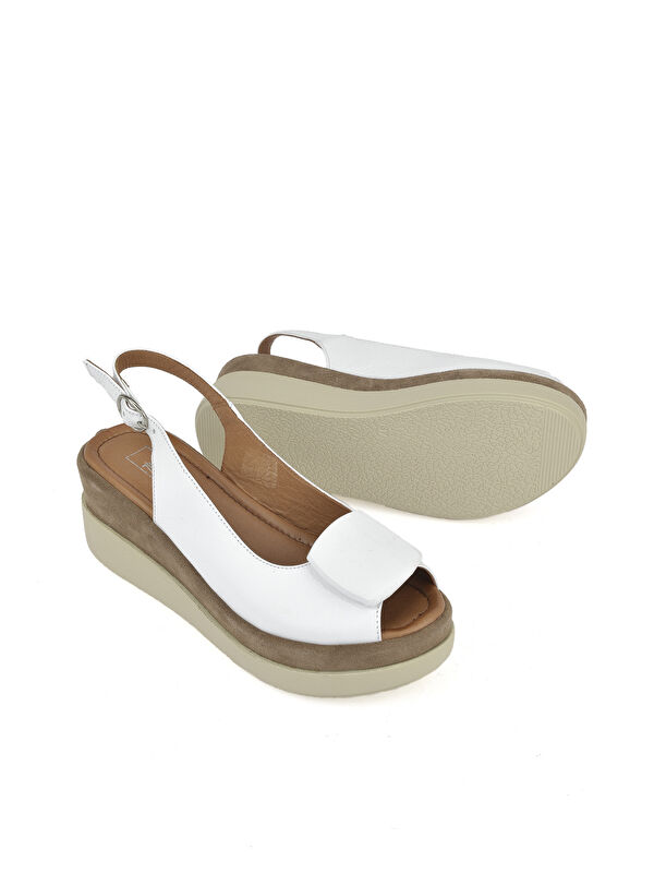 Kadın Hakiki Deri Topuklu Sandalet 151992Z21010S Beyaz - Görsel 5