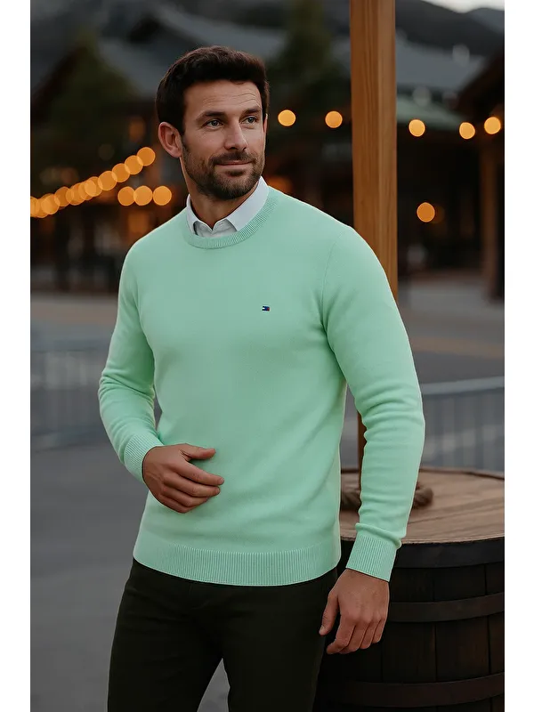 Comstar Erkek Basic Kışlık Uzun Mint Kazak