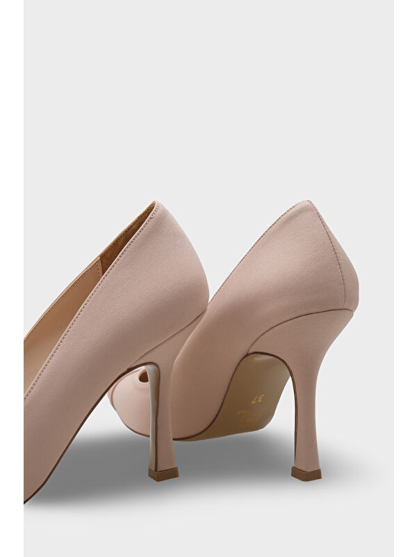 Capone Outfitters Bej Capone Outfitters Karyl Yüksek Topuklu Taşlı Tokalı Saten Stiletto