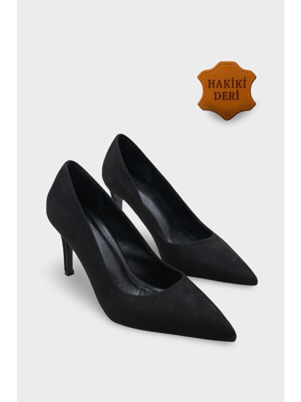 Capone Outfitters Siyah Capone Outfitters Rhonda Orta Topuklu Günlük Astar Hakiki Deri Stiletto