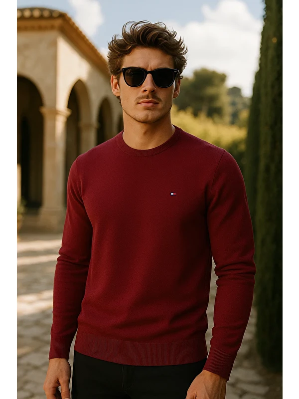 Comstar Erkek Premium Comfort Basic Bordo Uzun Kazak