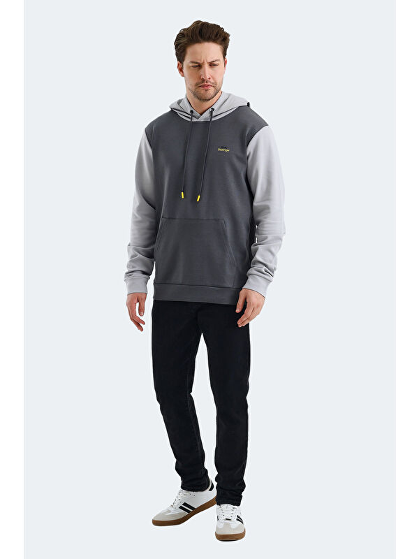 SLAZENGER VIOLA  Erkek Kapüşonlu Sweatshirt Hoodie Koyu Gri / Siyah