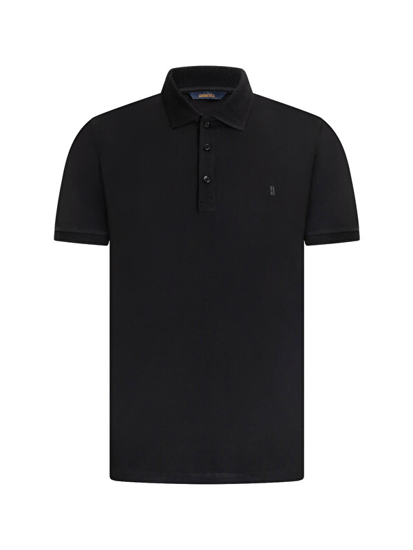 Hatemoğlu Siyah Regular Fit Polo Yaka Pamuklu Tişört