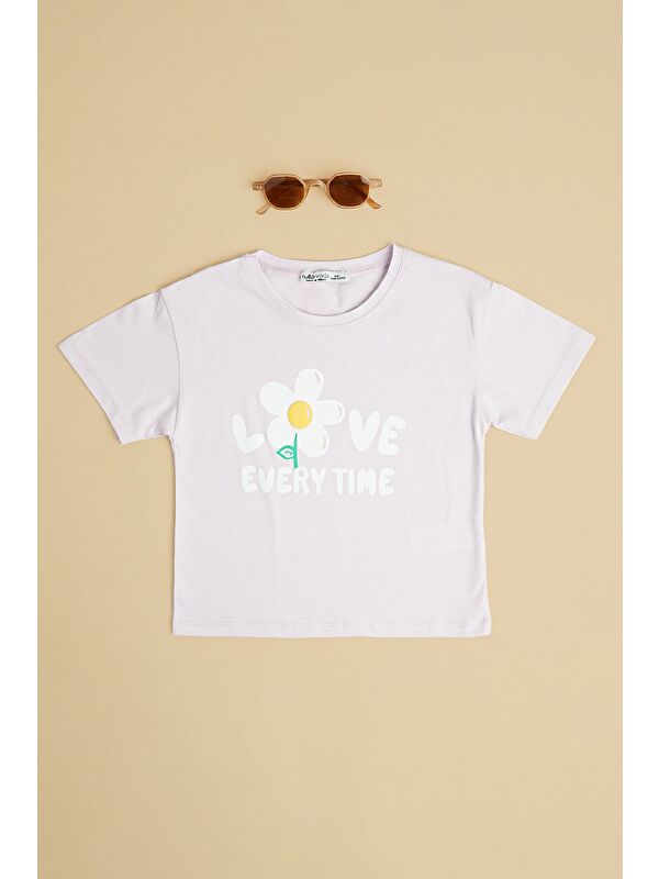 Fullamoda Love Every Tıme Baskılı Kız Çocuk Crop Tişört