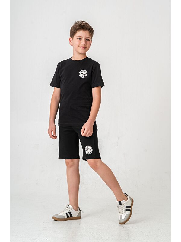 Mışıl Kids Surf Ups Baskılı Bacak Ve Sırt  Baskı Detaylı  Erkek Çocuk Şort - Tişört Takımı