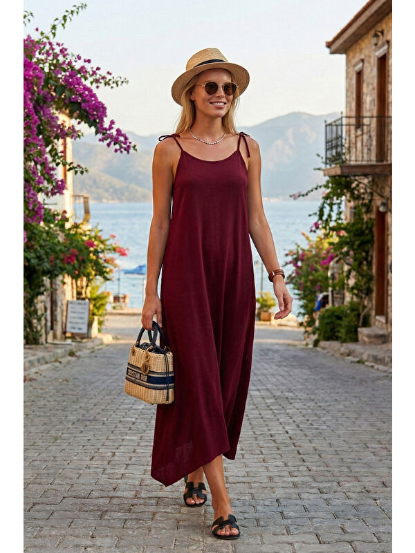 Lela Regular Fit İp Askılı Uzun Kadın Elbise 5865732