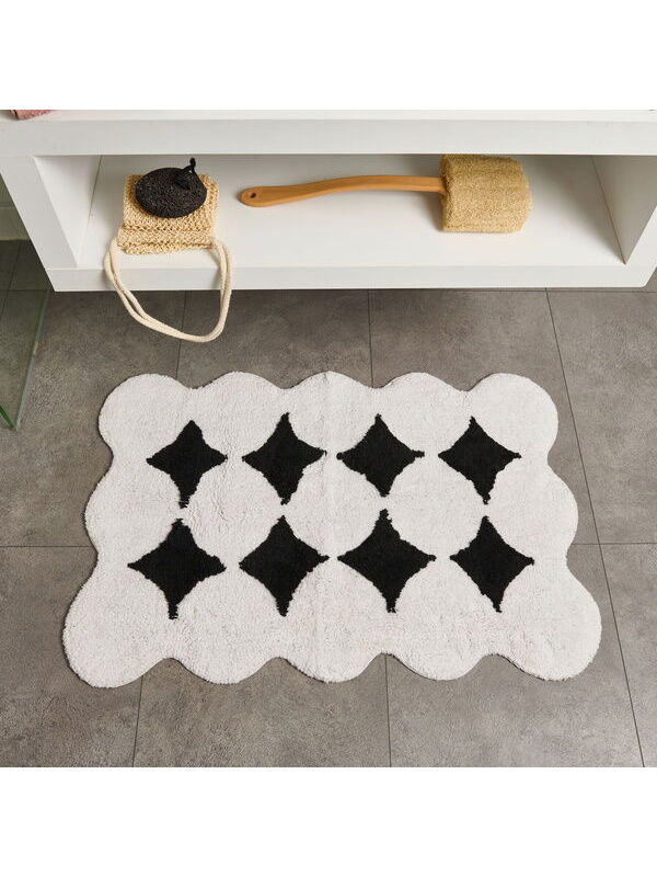 Evidea Soft Elegant Curves Tufting Banyo Paspası - Siyah - 60x90 cm