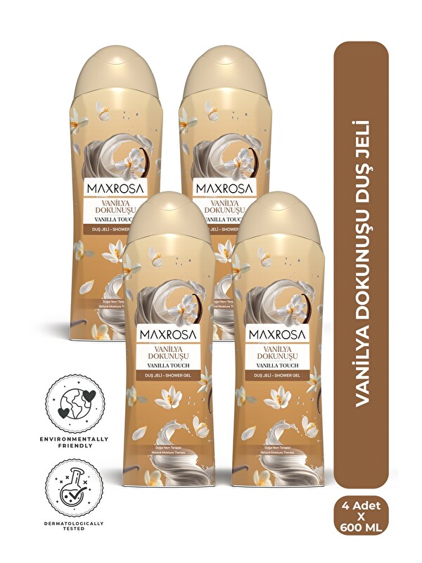 Maxrosa Vanilya Duş Jeli 600 ml x 4 Adet