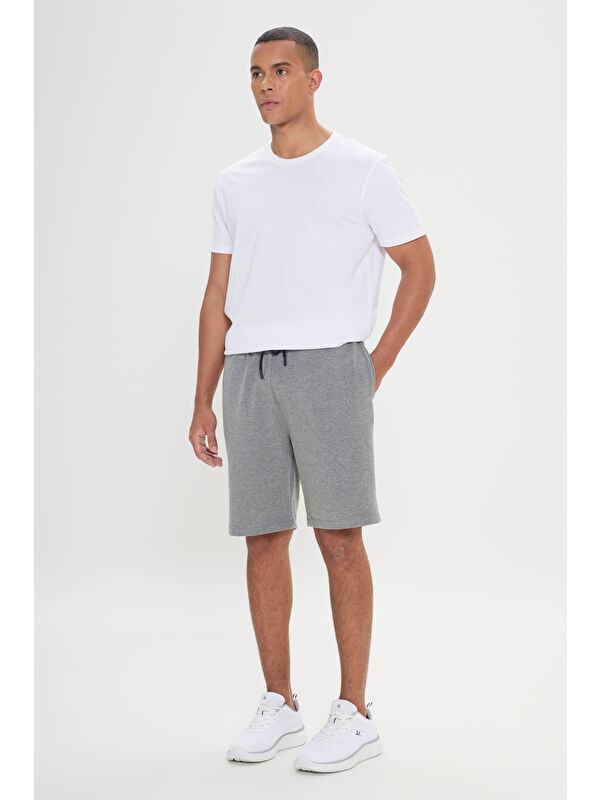AC&Co / Altınyıldız Classics Erkek Gri Melanj Standart Fit Günlük Rahat Spor Örme Şort
