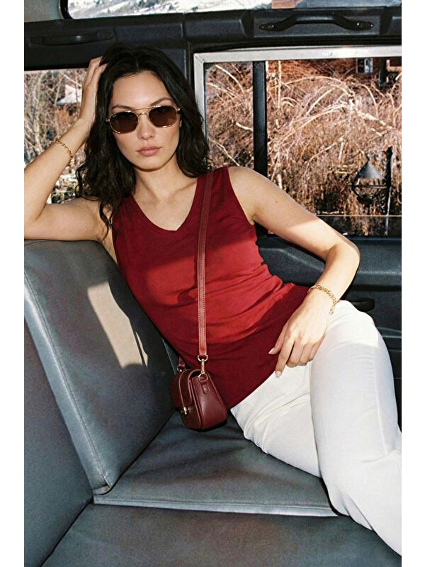 Lela Kalın Askılı V Yaka Kadın Bluz 5864384