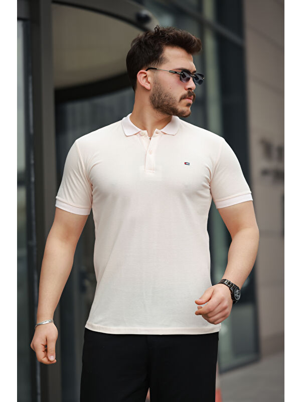 Comstar Erkek Kıvrılmaz Polo Yaka Cepsiz Slim Fit Dar Kesim Tişört