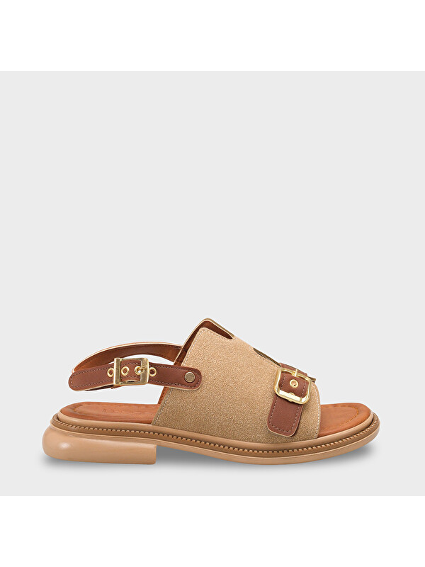 Capone Outfitters Shaylah Tokalı Düz Topuklu Arkadan Bantlı Kadın Sandalet