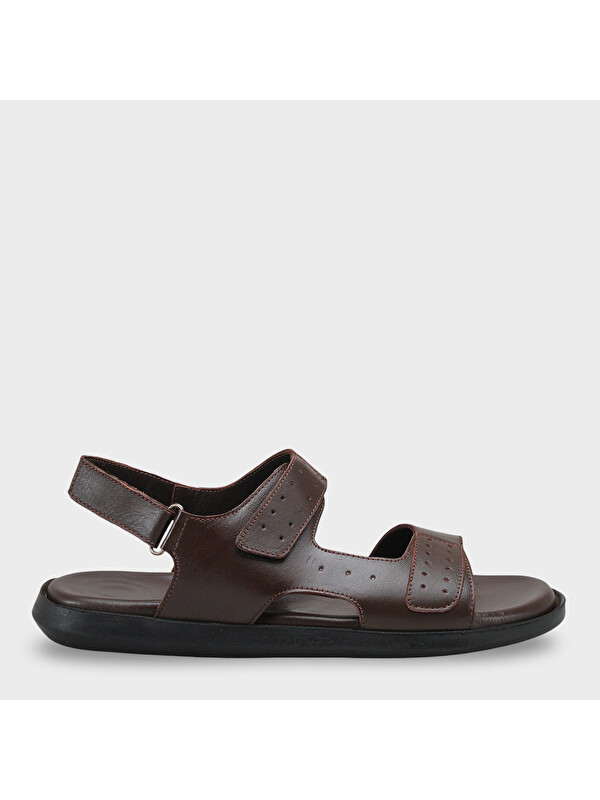 Capone Outfitters Alphonso Çift Bantlı Açık Burunlu Günlük Hakiki Deri Erkek Sandalet