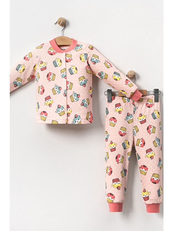 Cantoy Kız Çocuk Desenli Pamuklu 2'Li Pijama Takımı