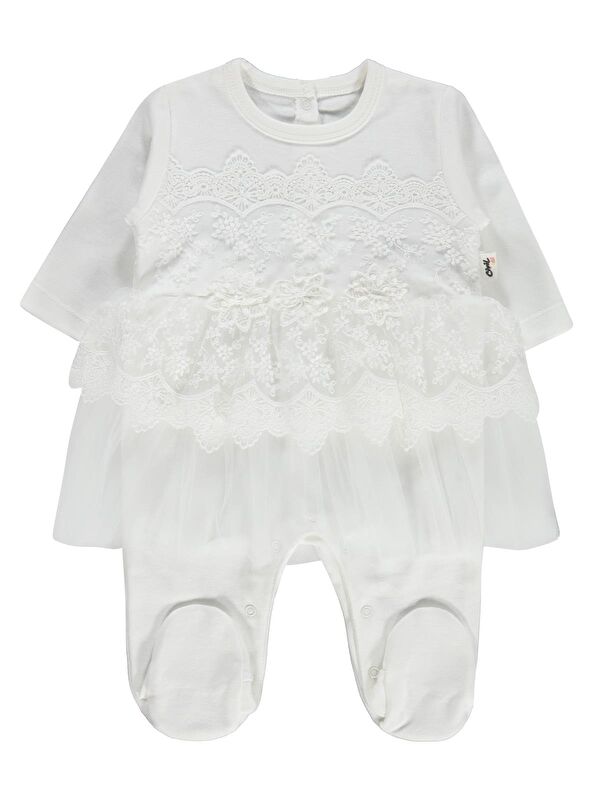 Civil Baby Fırfır Tüllü 1-9 Ay Tulum - Ekru 1-3 Ay