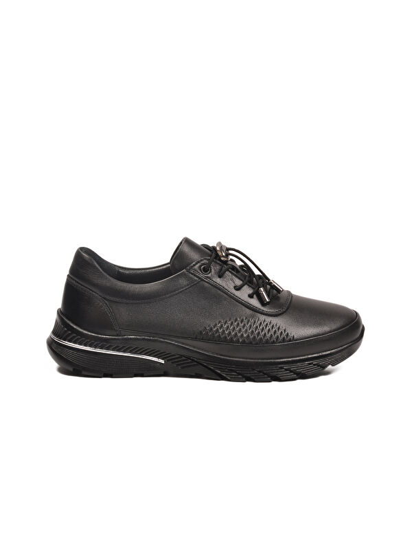 Siyah Hakiki Deri Anatomik Kadın Casual Ayakkabı PLV020 Z - Görsel 3
