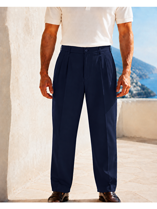 Danger Erkek Baggy Fit Pileli Kumaş Pantolon Lacivert 0172DNGR