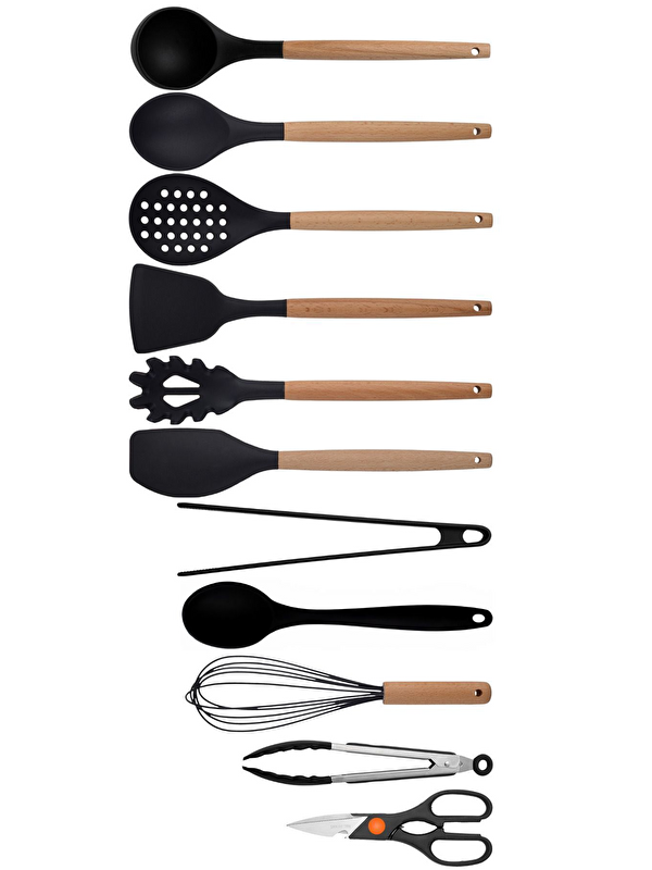 Kitchen Design Lab Siyah Bambu Silikon 11'li Set