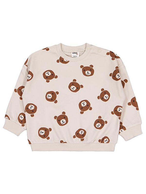 Civil Baby Ayı Baskı 6-18 Ay Sweatshirt - Bej 9-12 Ay