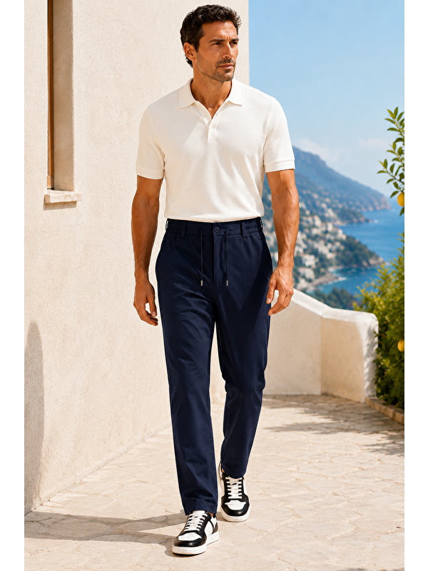 Danger Erkek Beli Lastikli Comfort Fit Pantolon Lacivert 0170DDNGR