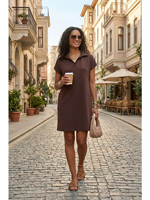 Lela Regular Fit Polo Yaka Mini Kadın Elbise 5866153