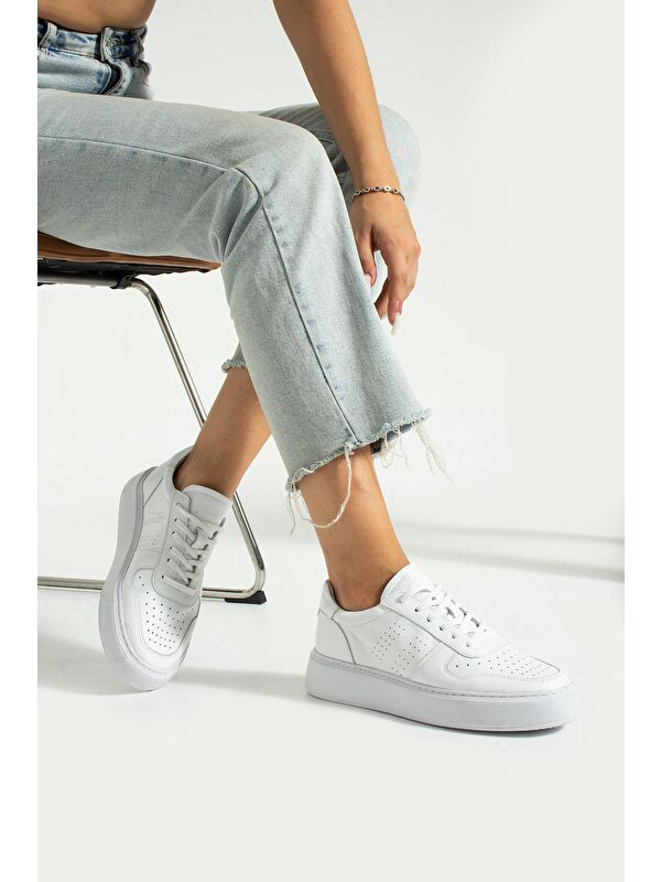 Hakiki Deri Olgea Beyaz Kadın Ayakkabı - Görsel 5