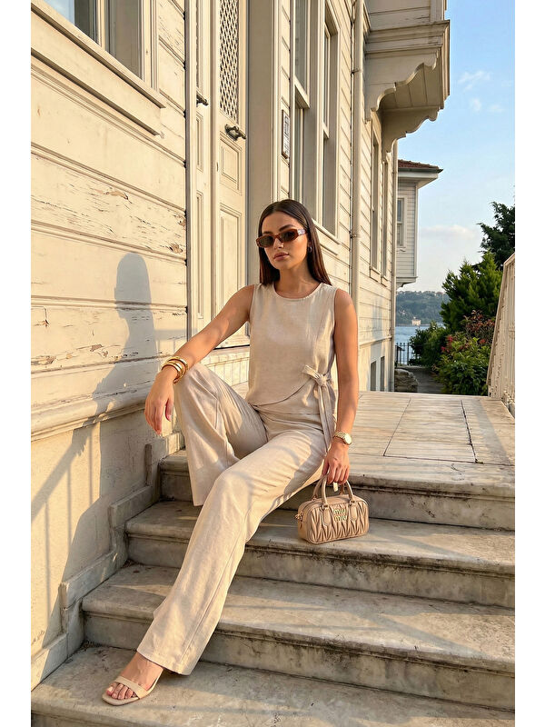 Lela Regular Fit Bağlama Detaylı Bisiklet Yaka Kadın Takım 5866466
