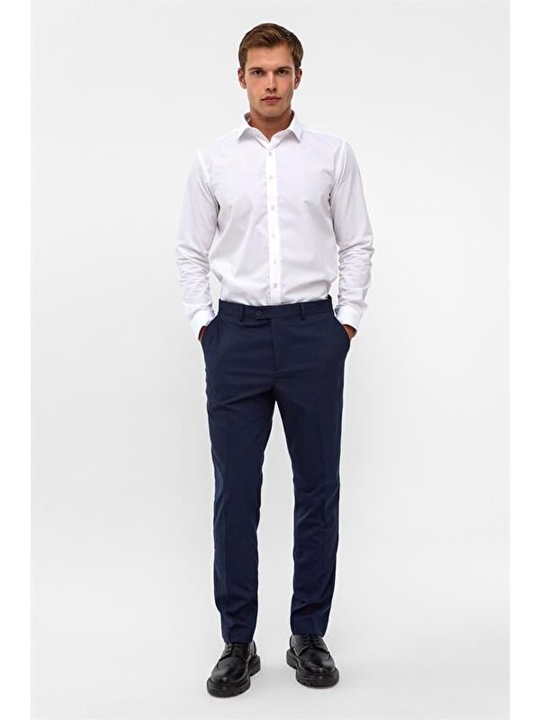 Süvari Lacivert Slim Düz Pantolon