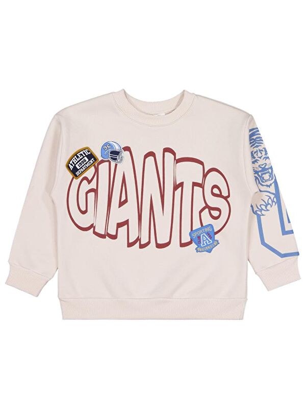 Civil Boys Gıants Baskılı -Etiketli 6-9 Yaş Sweatshirt - Bej 6-7 Yaş