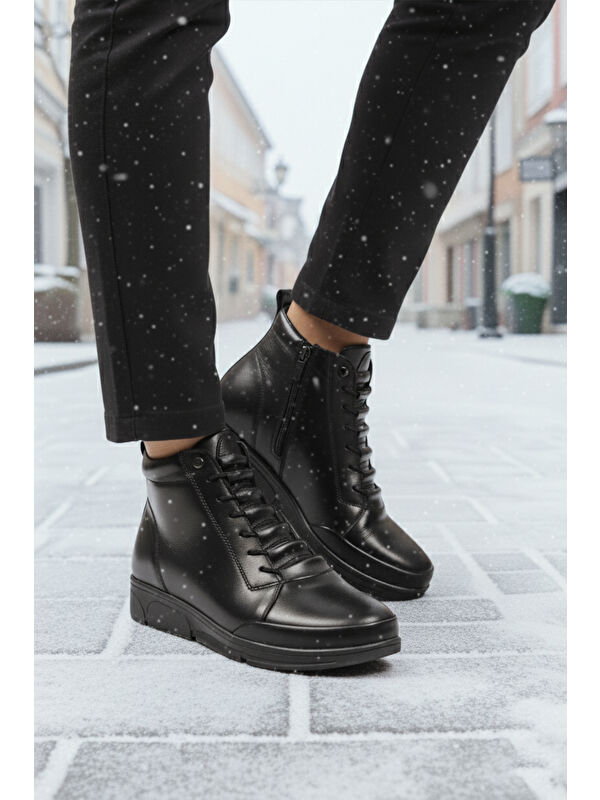 Siyah Polarlı Soğuğa Dirençli Kaymaz Taban Kadın Bot 293112 Z - Görsel 4
