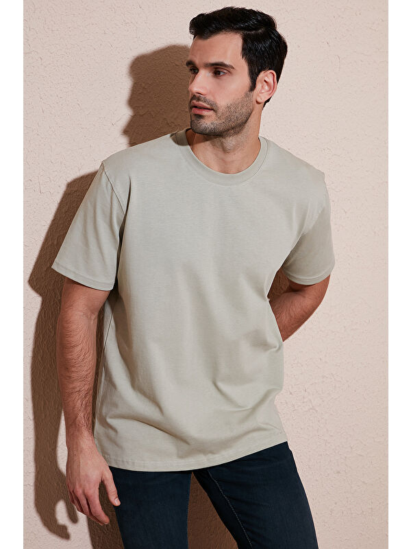 Buratti Pamuklu Relaxed Fit Sıfır Yaka Erkek %100 Pamuk Tişört 5905446