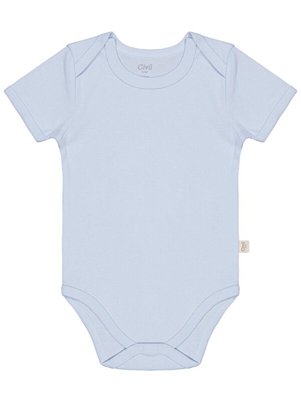 Civil Baby Düz Renkli Kısa Kol Çıtçıtlı Badi - Mavi 0-1 Ay