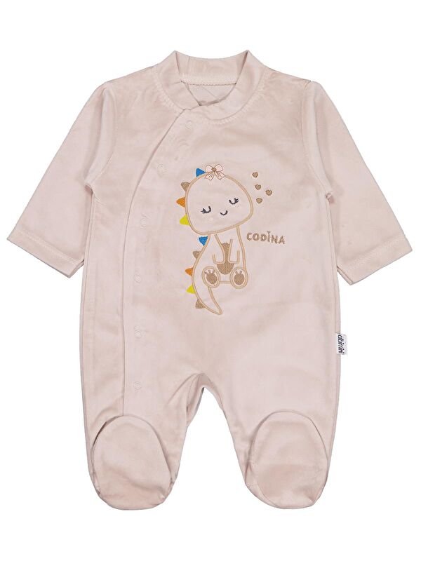 Albimini Minidamla Zürafa Nakış Çıtçıtlı 1-6 Ay Tulum - Kahve 1-3 Ay