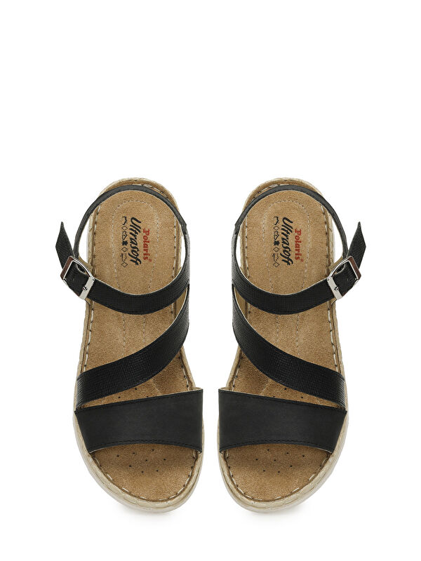 166945.Z5FX Siyah Kadın Düz Sandalet - Görsel 5