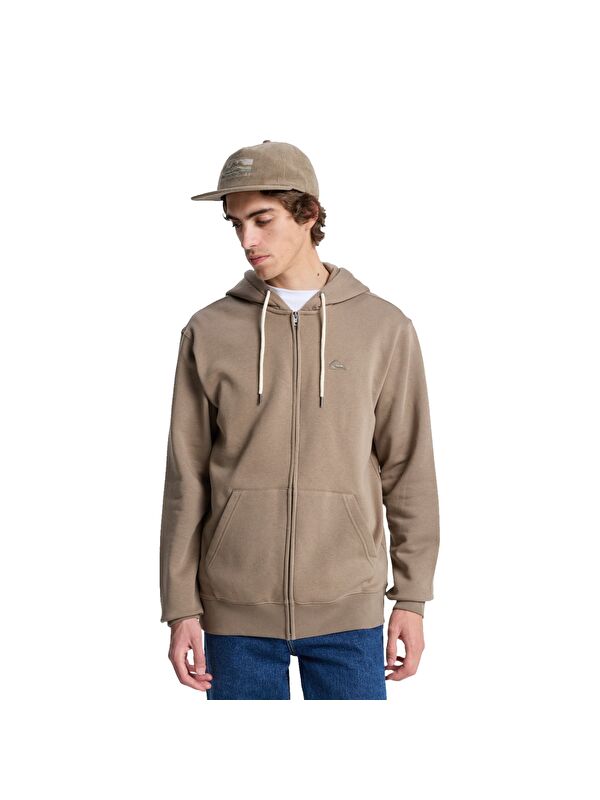 Quiksilver Salt Water Zip Hoodie Bej Erkek Fermuarlı Sweatshirt Hırka